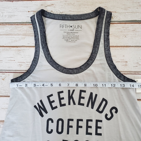 NWT Weekends Coffee and Dogs Tank Top Women's Size XS Grey - Picture 5 of 9